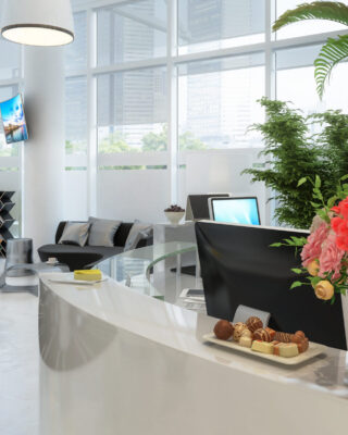Counter inside a waiting lounge - 3d visualization